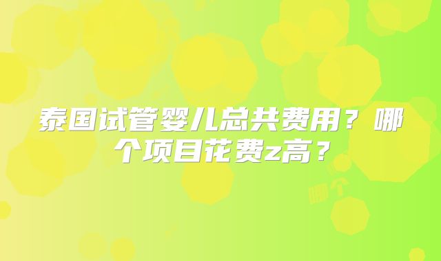 泰国试管婴儿总共费用?哪个项目花费z高?