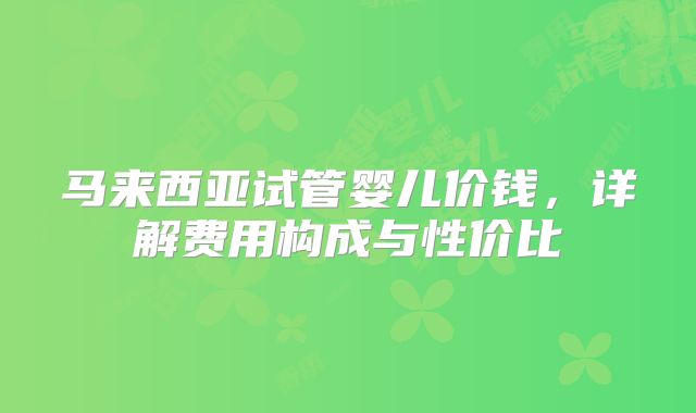 马来西亚试管婴儿价钱,详解费用构成与性价比
