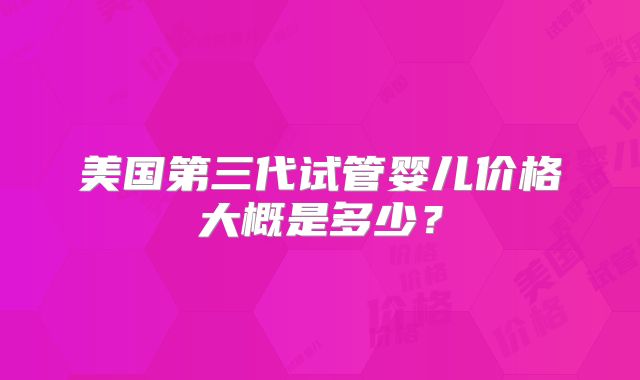 美国第三代试管婴儿价格大概是多少?