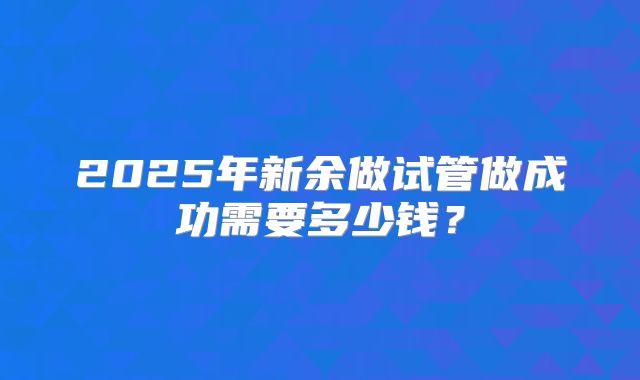 2025年新余做试管做成功需要多少钱?