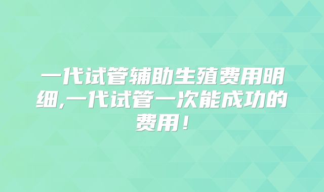 一代试管辅助生殖费用明细,一代试管一次能成功的费用！