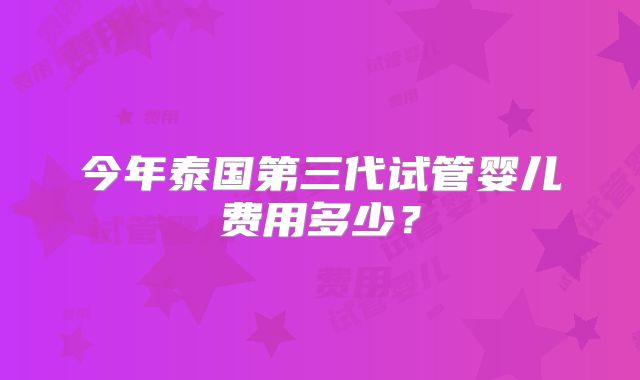 今年泰国第三代试管婴儿费用多少?