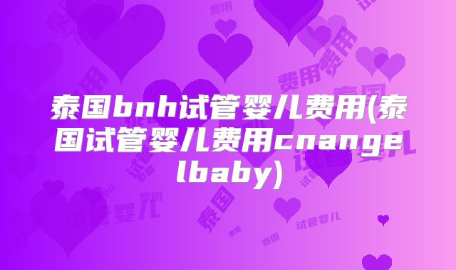 泰国bnh试管婴儿费用(泰国试管婴儿费用cnangelbaby)