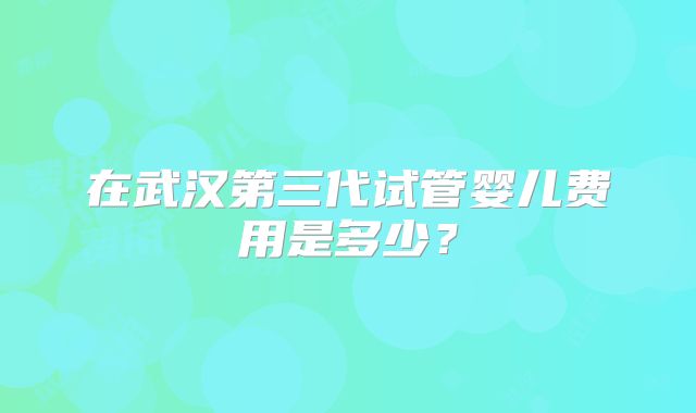 在武汉第三代试管婴儿费用是多少?
