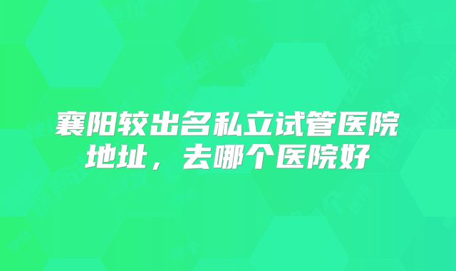 襄阳较出名私立试管医院地址,去哪个医院好