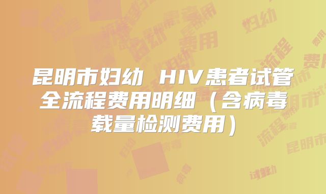 昆明市妇幼 HIV患者试管全流程费用明细（含病毒载量检测费用）