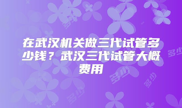 在武汉机关做三代试管多少钱？武汉三代试管大概费用