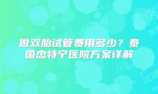 做双胎试管费用多少？泰国杰特宁医院方案详解