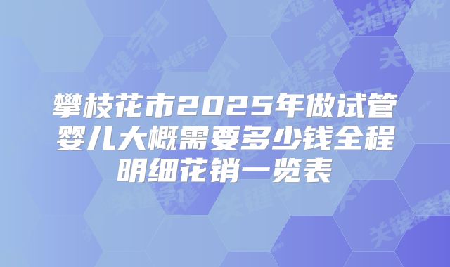 攀枝花市2025年做试管婴儿大概需要多少钱全程明细花销一览表
