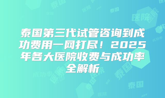 泰国第三代试管咨询到成功费用一网打尽！2025年各大医院收费与成功率全解析
