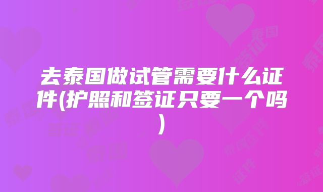 去泰国做试管需要什么证件(护照和签证只要一个吗)