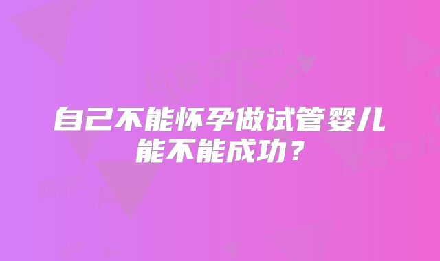 自己不能怀孕做试管婴儿能不能成功?
