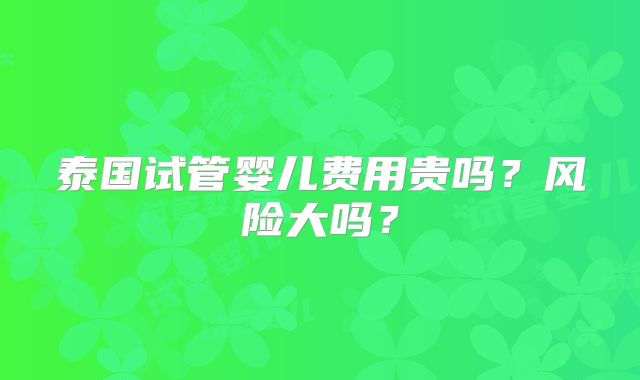 泰国试管婴儿费用贵吗？风险大吗？