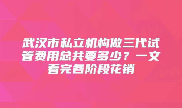 武汉市私立机构做三代试管费用总共要多少?一文看完各阶段花销