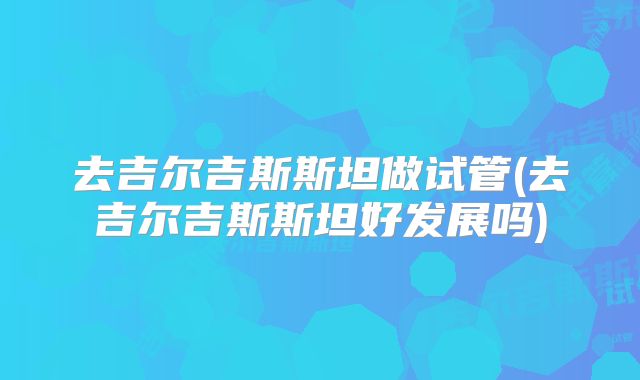 去吉尔吉斯斯坦做试管(去吉尔吉斯斯坦好发展吗)