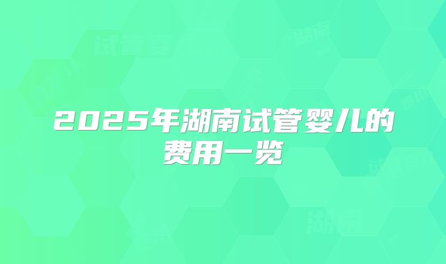 2025年湖南试管婴儿的费用一览