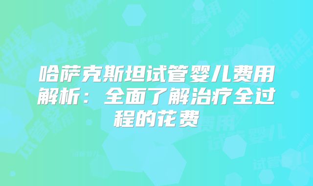 哈萨克斯坦试管婴儿费用解析：全面了解治疗全过程的花费