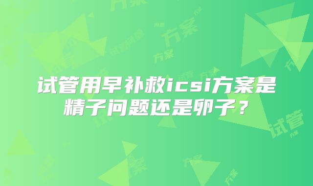 试管用早补救icsi方案是精子问题还是卵子?
