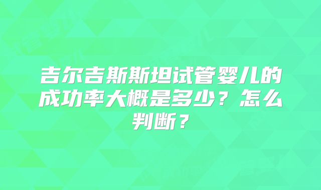吉尔吉斯斯坦试管婴儿的成功率大概是多少?怎么判断?