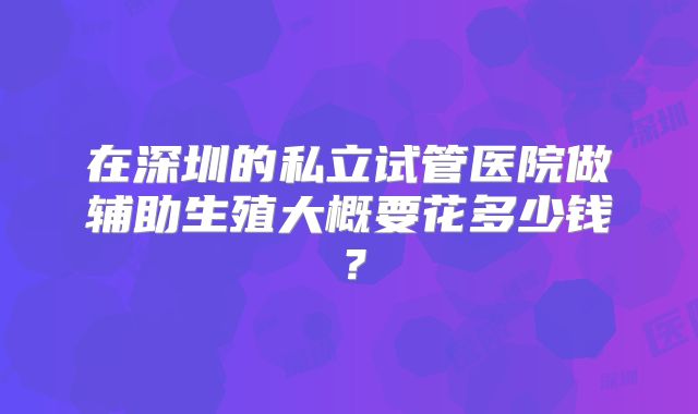在深圳的私立试管医院做辅助生殖大概要花多少钱？