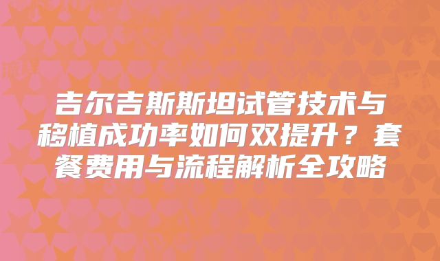 吉尔吉斯斯坦试管技术与移植成功率如何双提升?套餐费用与流程解析全攻略
