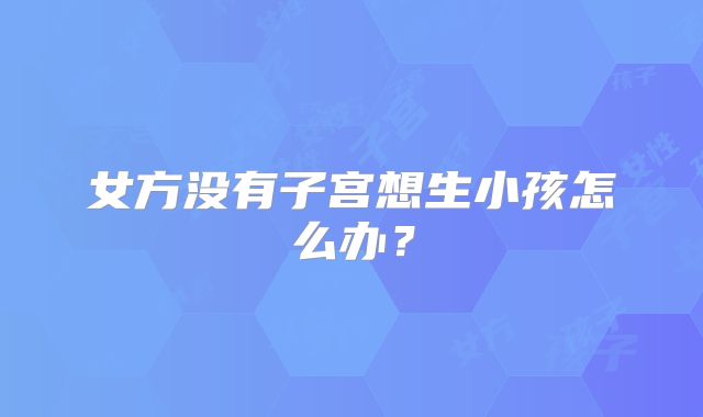 女方没有子宫想生小孩怎么办?