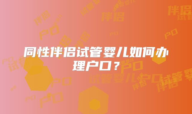 同性伴侣试管婴儿如何办理户口?