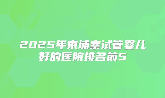 2025年柬埔寨试管婴儿好的医院排名前5
