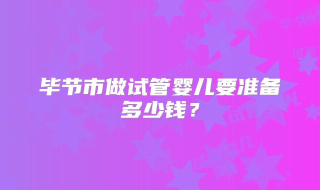 毕节市做试管婴儿要准备多少钱?