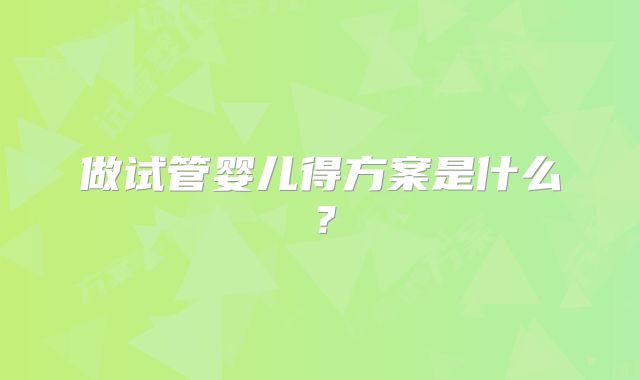 做试管婴儿得方案是什么？