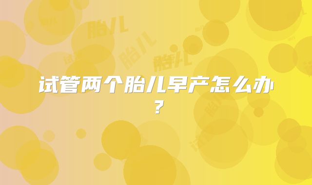 试管两个胎儿早产怎么办?