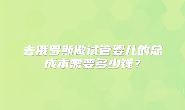 去俄罗斯做试管婴儿的总成本需要多少钱？