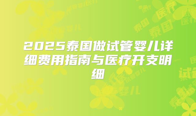 2025泰国做试管婴儿详细费用指南与医疗开支明细