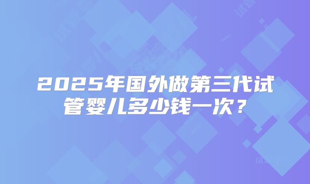 2025年国外做第三代试管婴儿多少钱一次？