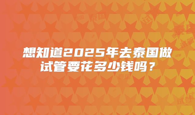 想知道2025年去泰国做试管要花多少钱吗？