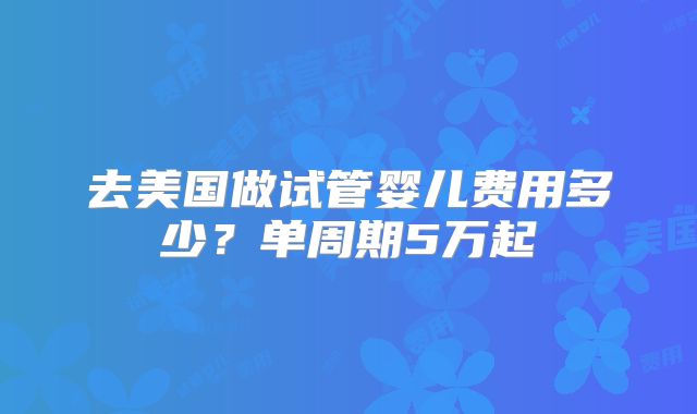 去美国做试管婴儿费用多少?单周期5万起