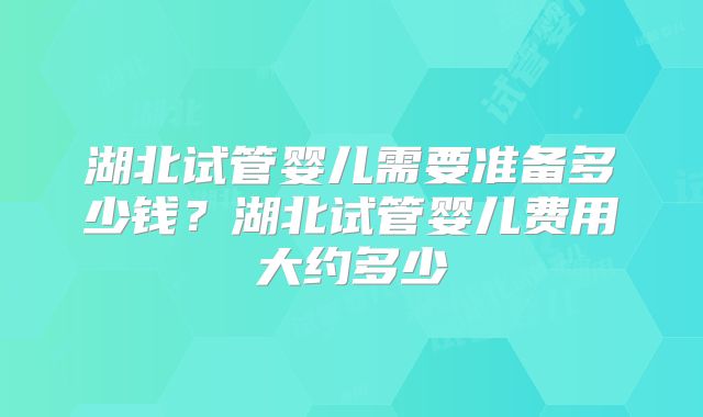 湖北试管婴儿需要准备多少钱?湖北试管婴儿费用大约多少