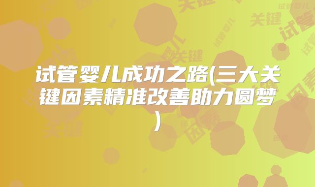 试管婴儿成功之路(三大关键因素精准改善助力圆梦)