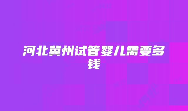 河北冀州试管婴儿需要多钱