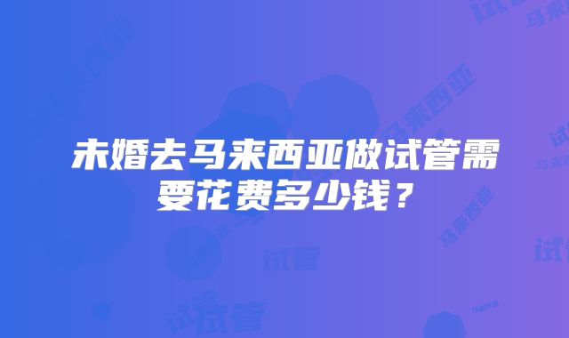 未婚去马来西亚做试管需要花费多少钱？