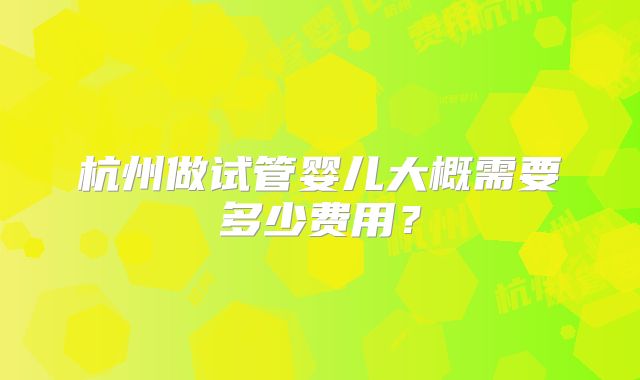 杭州做试管婴儿大概需要多少费用？