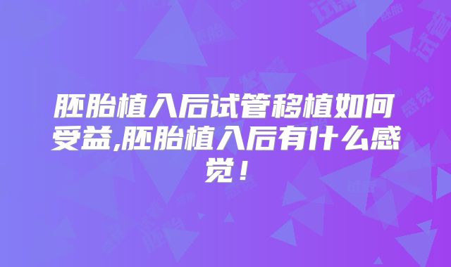 胚胎植入后试管移植如何受益,胚胎植入后有什么感觉！
