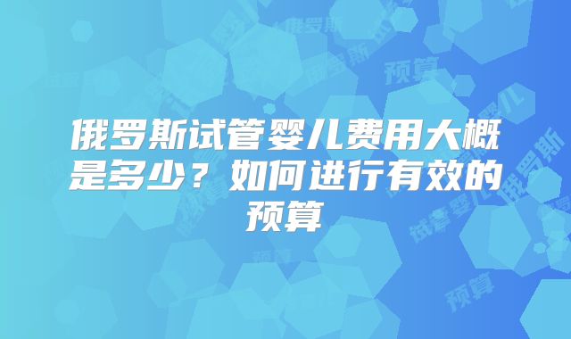 俄罗斯试管婴儿费用大概是多少？如何进行有效的预算