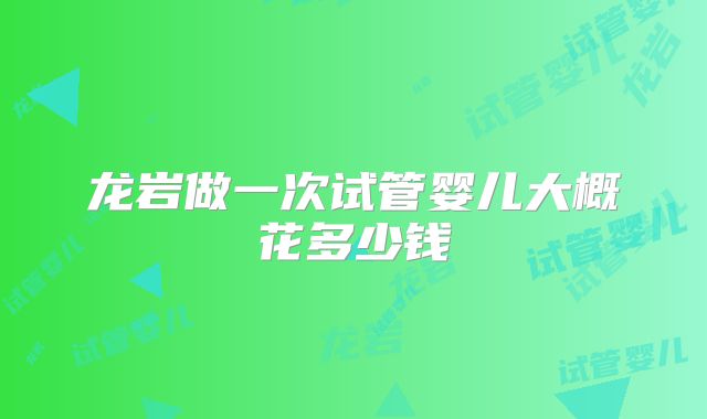龙岩做一次试管婴儿大概花多少钱
