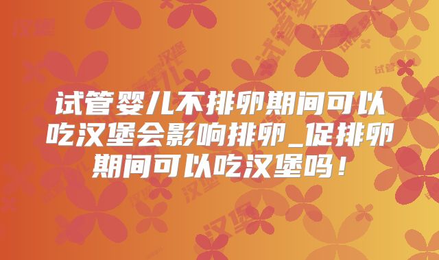 试管婴儿不排卵期间可以吃汉堡会影响排卵_促排卵期间可以吃汉堡吗！