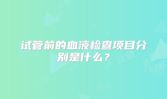 试管前的血液检查项目分别是什么？