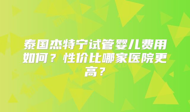 泰国杰特宁试管婴儿费用如何?性价比哪家医院更高?