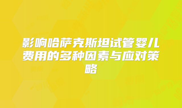 影响哈萨克斯坦试管婴儿费用的多种因素与应对策略