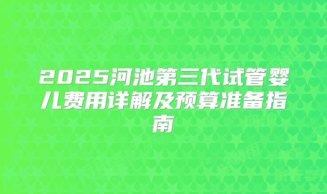 2025河池第三代试管婴儿费用详解及预算准备指南