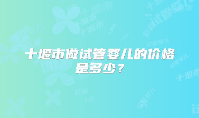 十堰市做试管婴儿的价格是多少?
